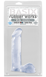 Прозрачный фаллос с мошонкой Basix - 19 см.