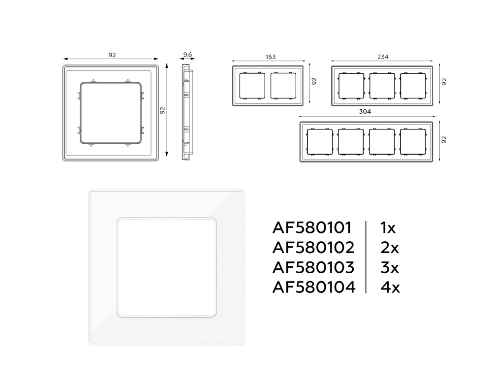 AF580104 Рамка ALFA Arctic (Белый Стекло органическое) 4-ая
