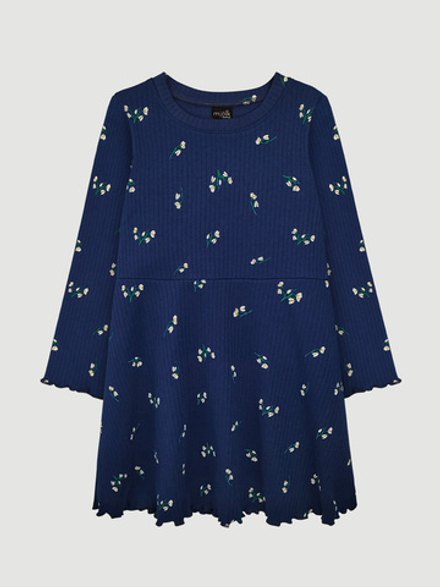 Платье с длинным рукавом Mjölk Navy Flowers