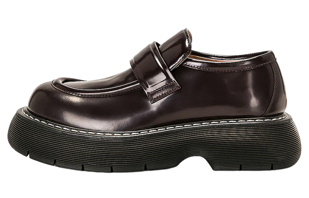 Bottega Veneta Leather Round Tip Platform Shoes Women"s Brown