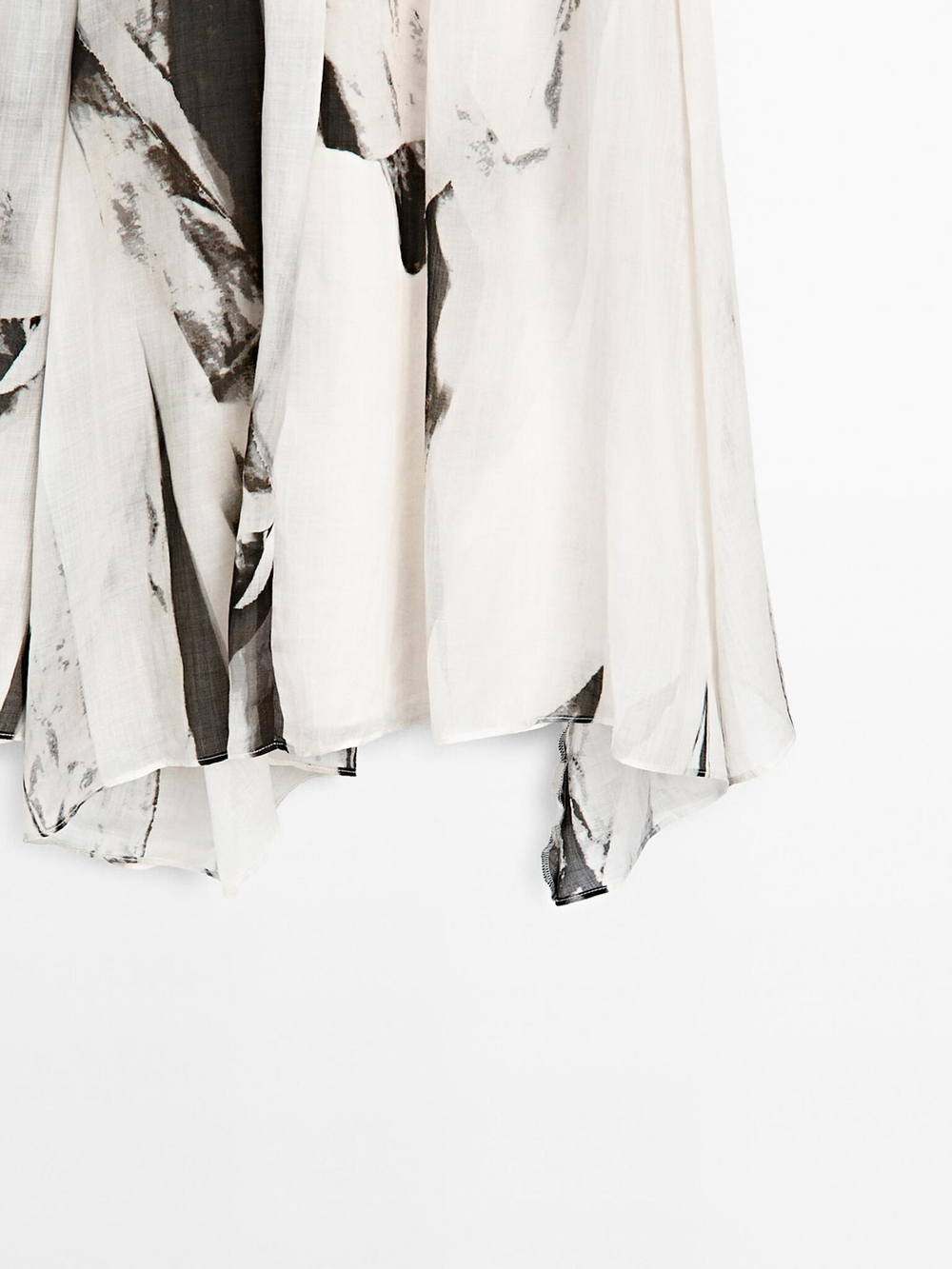 Massimo Dutti Юбка миди с струящимся мраморным принтом, кремовый