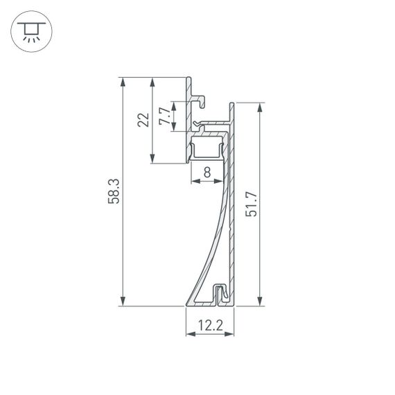 Профиль встраиваемый Arlight Plintus-H58-F-2000 Black 045286