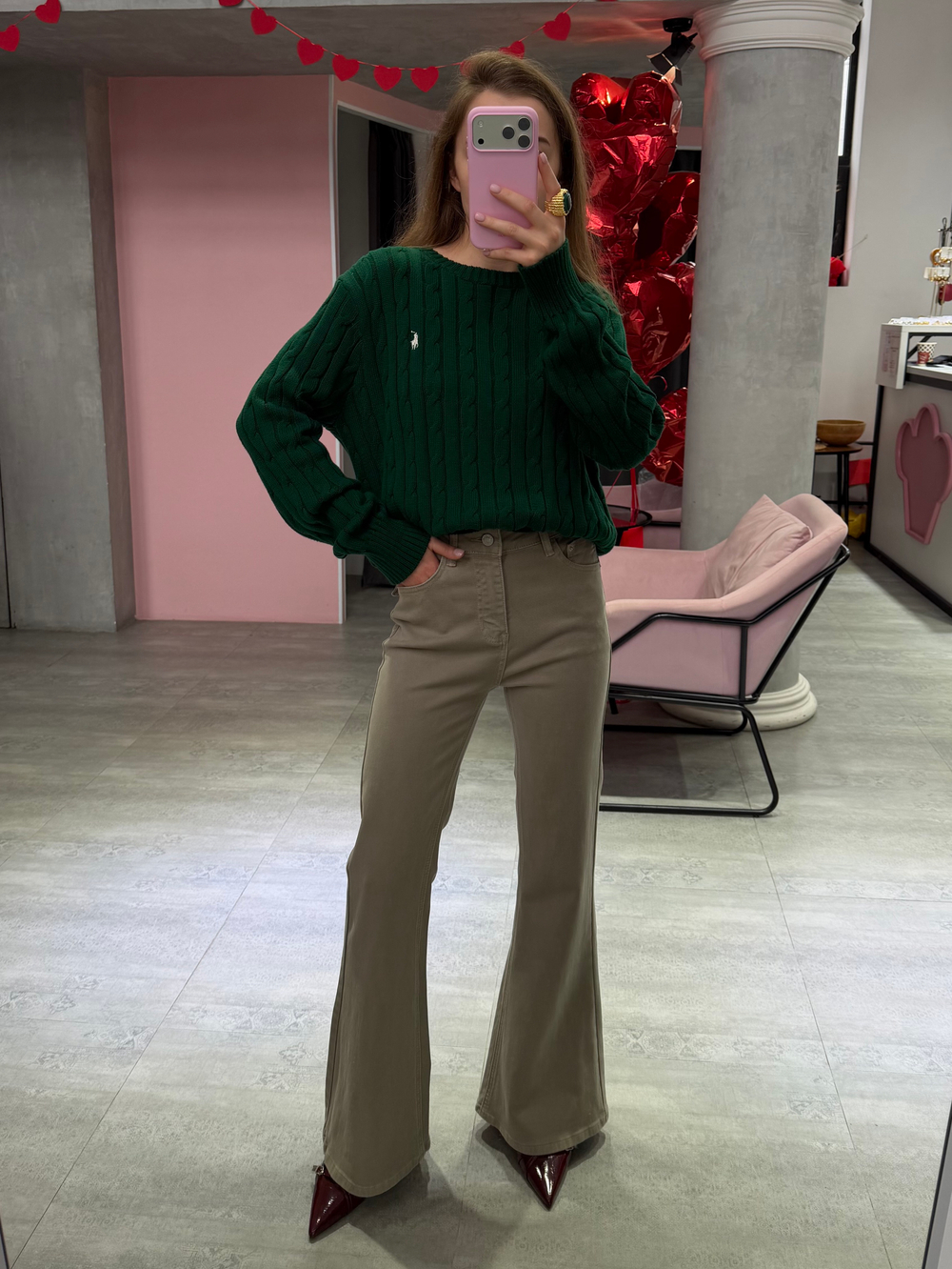 Джинсы клеш М7 бежевый