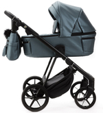 Детская коляска Adamex Vasco Deluxe 2 в 1 V-SM18 (ГОЛУБОЙ МЕТАЛИК КОЖА)