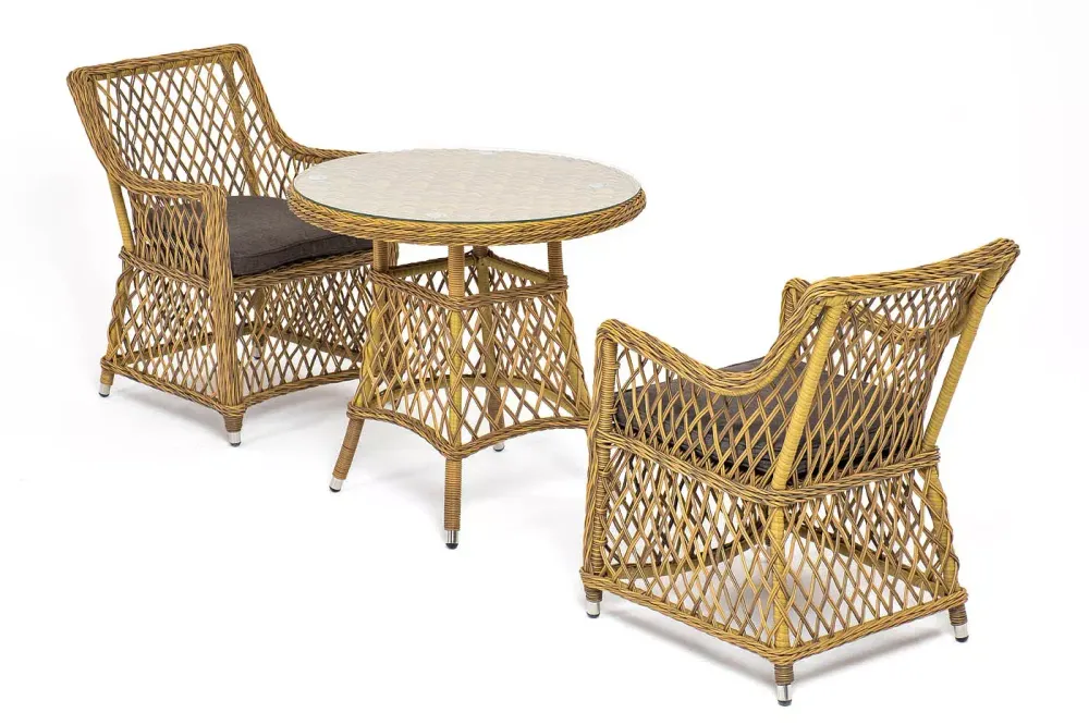 "Эспрессо-80 L" обеденная группа плетеная, цвет соломенный