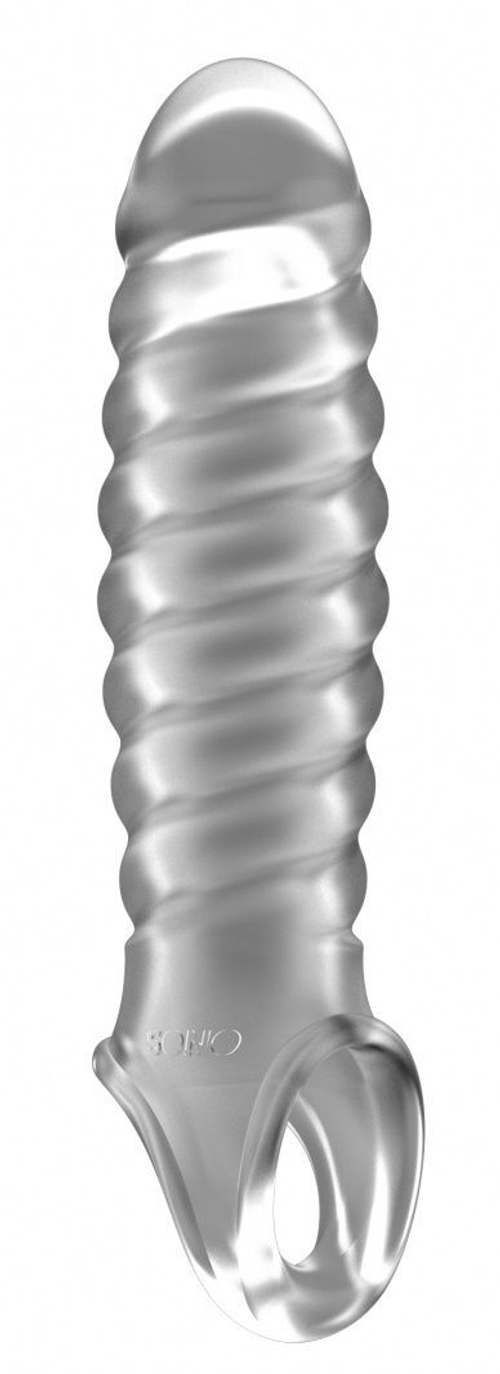 Прозрачная ребристая насадка Stretchy Penis Extension No.32