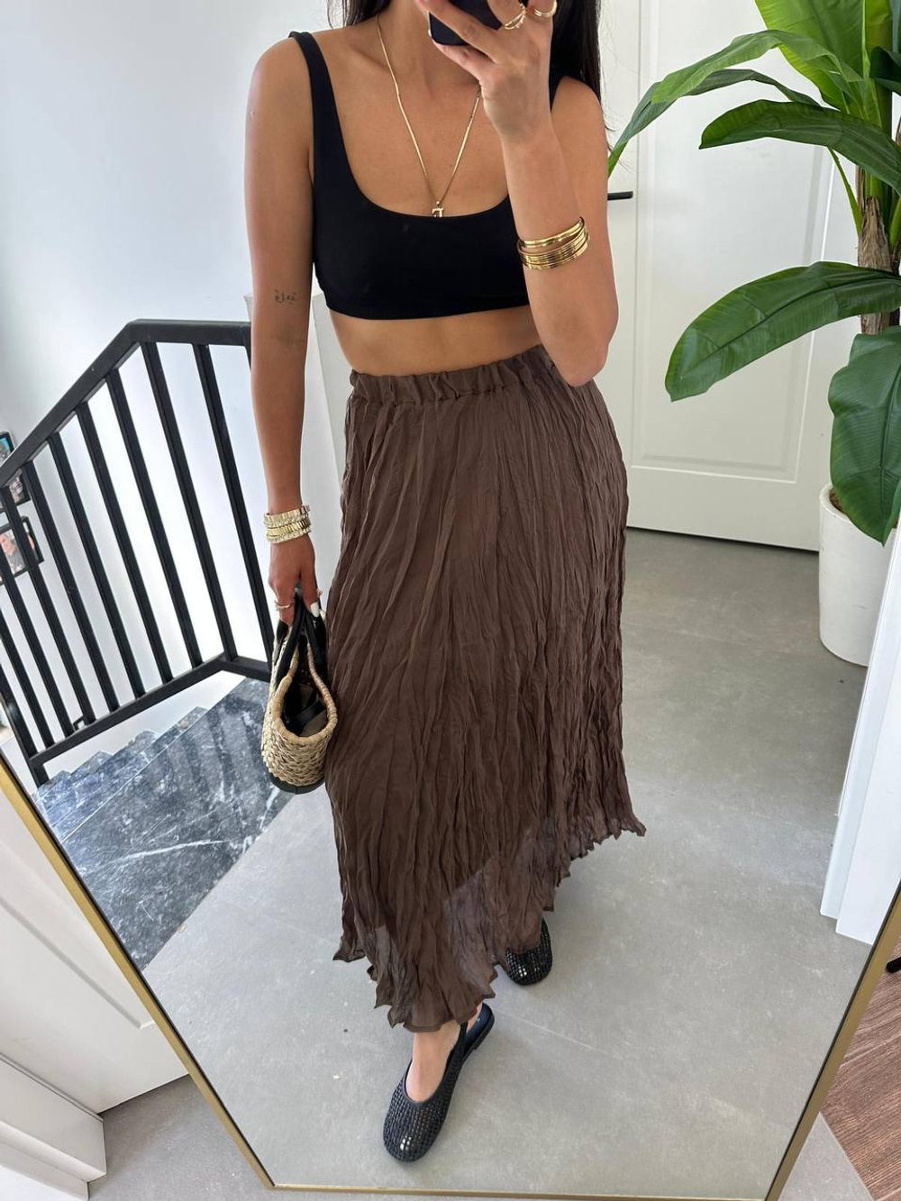 Юбки из вискозы из жатой ткани на эластичном поясе