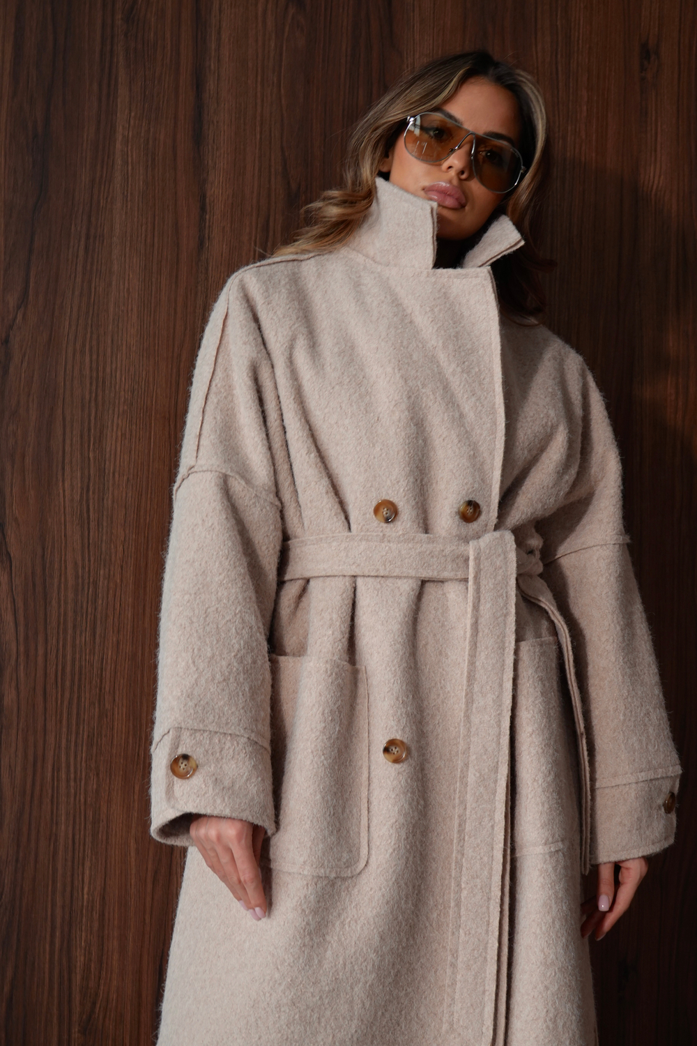 Пальто оверсайз из буклированной шерсти