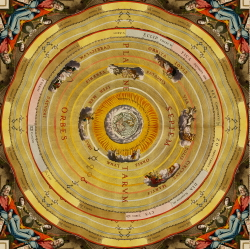 Скатерть "Harmonia Macrocosmica", по мотивам изображения Птолемеевской системы мира из манускрипта Андреаса Целлария «Harmonia Macrocosmica»