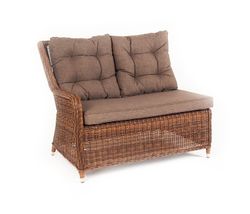 Бергамо, плетеный правый модуль дивана, диван коричневый/соломенный, искусственный ротанг