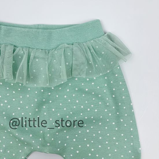 Штанишки хлопковые "Домик в лесу" горошки на пыльной мяте