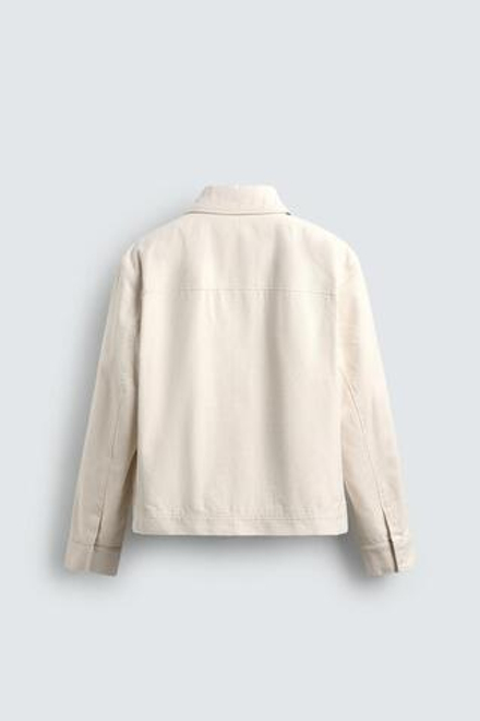 ZARA КУРТКА-РУБАШКА ИЗ ТКАНИ С РЕЛЬЕФОМ НА МОЛНИИ, ЭКРЮ