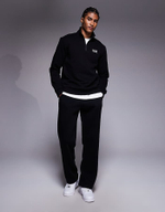 30532 Брюки мужские прямые футер 2-х нитка черный (70)