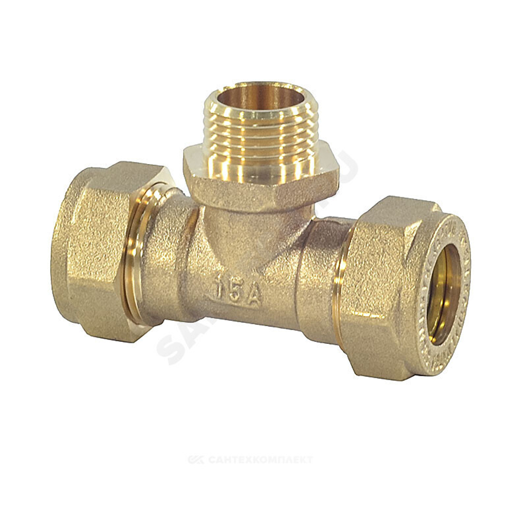 Тройник латунь 15Aх1/2"х15 обжим/НР STAHLMANN STML1501/215BEF