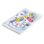 Блокнот 14,5 см * 20,5 см , гребень, Alingar, ламинация, конгрев, эффект 3D, 60 л., клетка, "Милый единорожка", бирюзовый