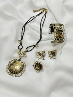 Серьги треугольники с ломаными линиями, бронза