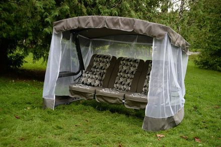 Качели садовые OLSA 3-х местные Палермо Премиум меб.ткань(каркас серый, м/э серый рис.ромб)2 уп.