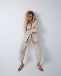 Брюки из смесового льна Брунелло Кучинелли светло-бежевый