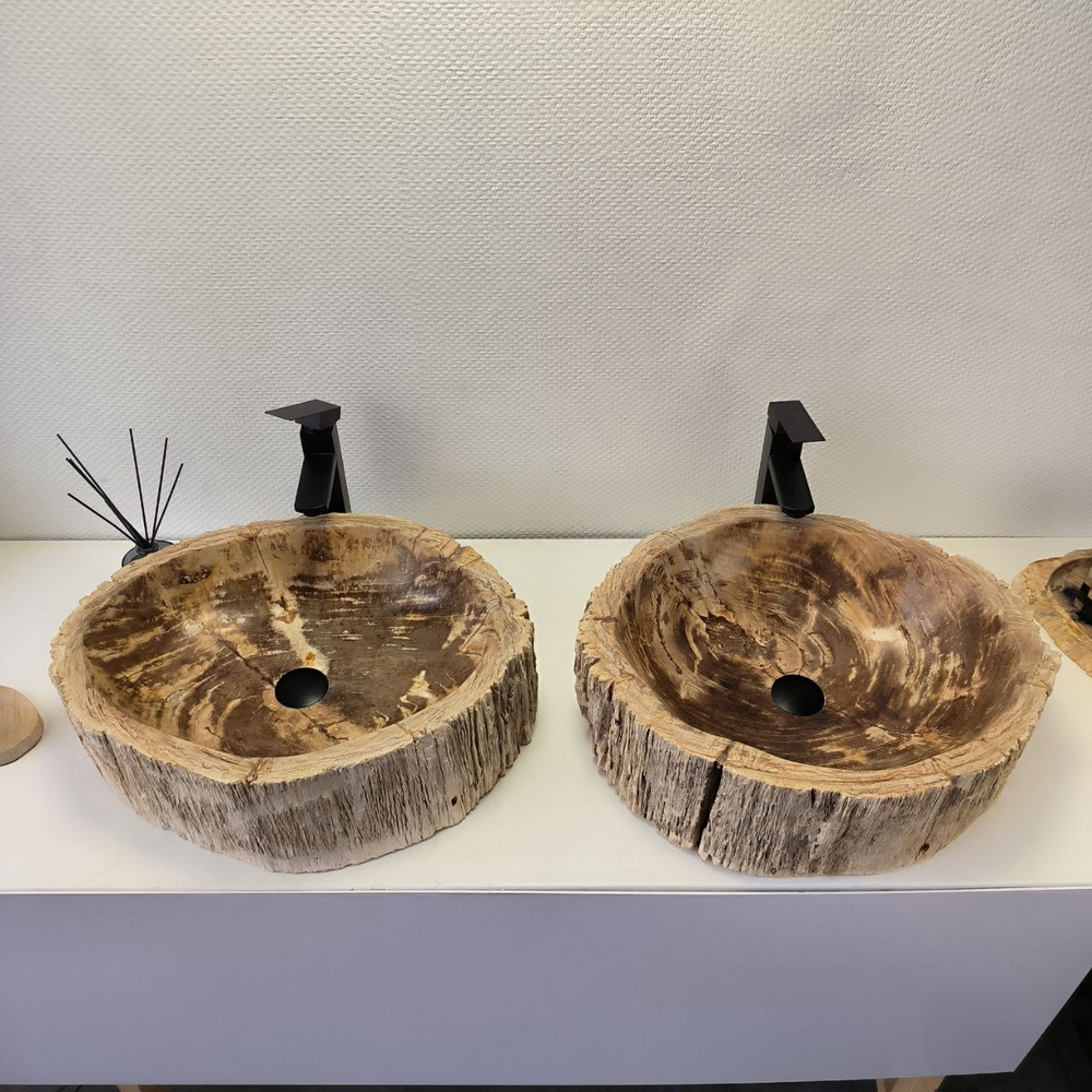 Раковина из окаменелого дерева ПАРА! OD-62335 56*49*16 2шт