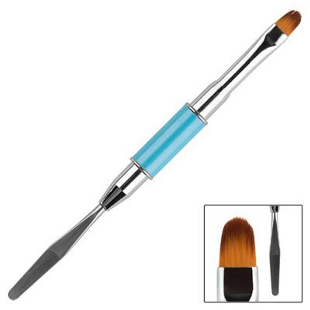 Кисть овальная с металлической лопаткой для PolyGel, в тубе