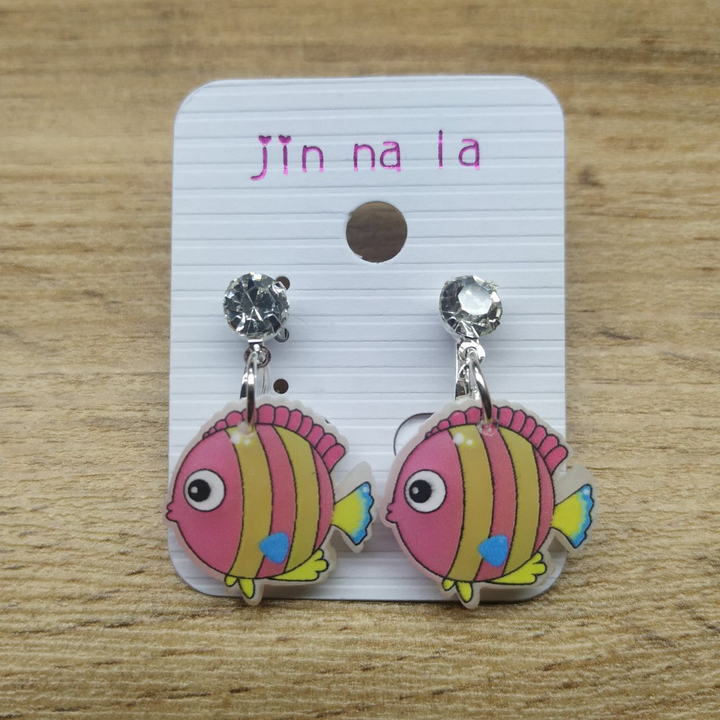 Клипсы Picture Рыбка цвет розовый кристалл металл серебристый