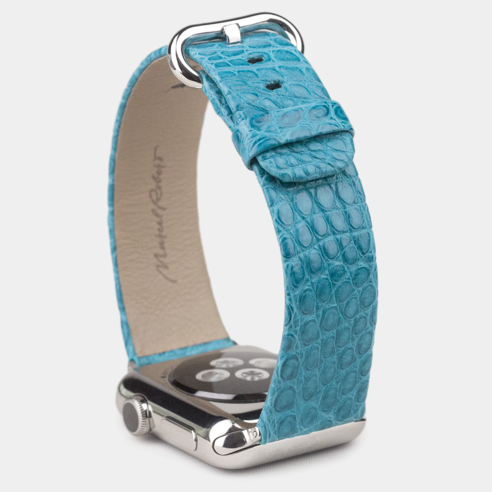 Ремешок для Apple Watch 44/45/46 mm из кожи аллигатора, цвета тиффани