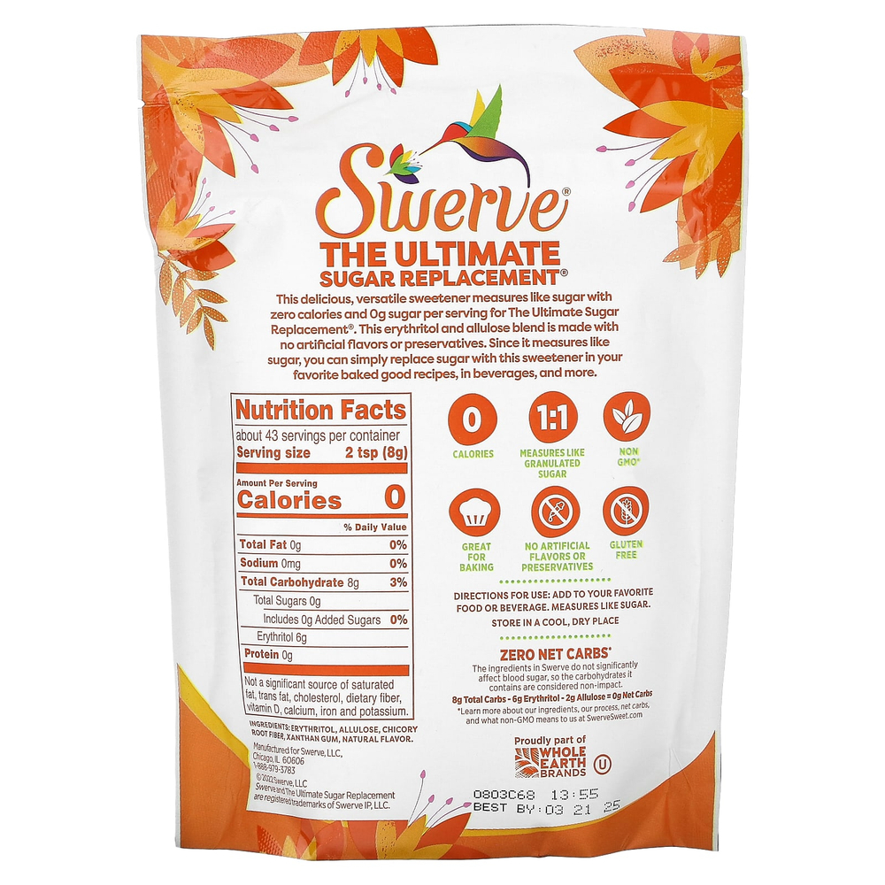 Swerve, Лучший заменитель сахара, гранулированный, 340 г (12 унций)