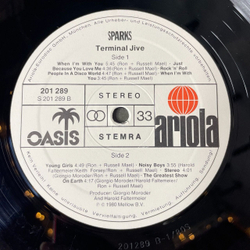 Винтажная виниловая пластинка LP Sparks Terminal Jive (Germany 1980)