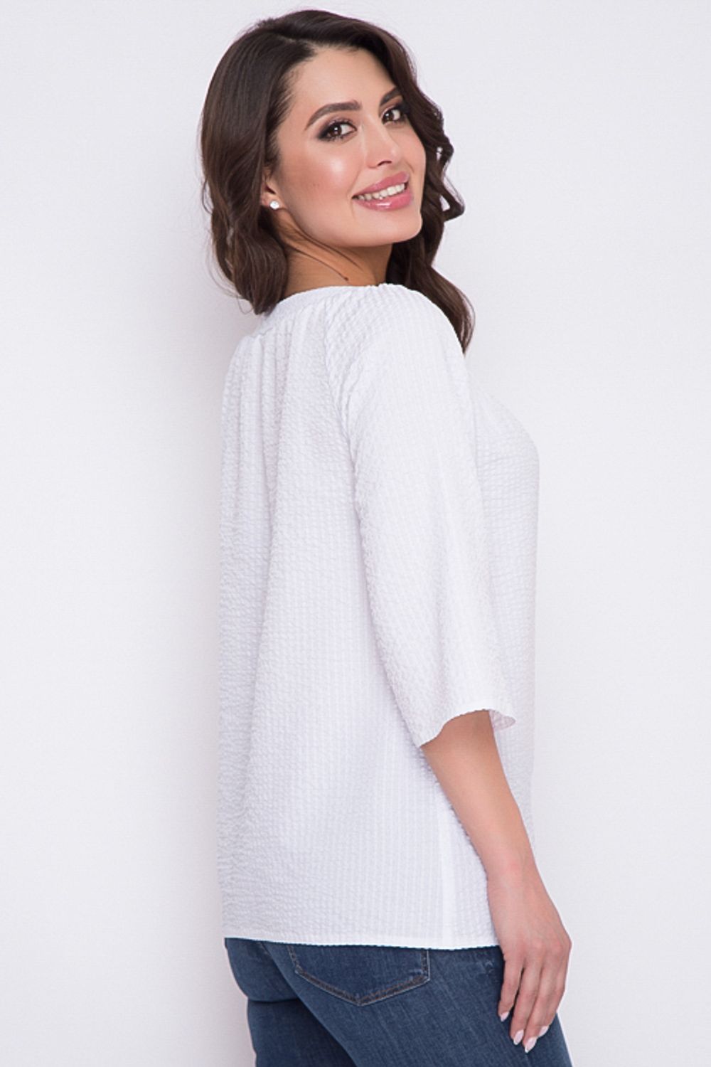 Блузка свободного силуэта из комфортной хлопковой ткани в полоску