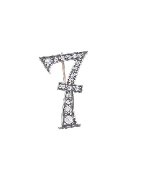 "Семь" брошь в серебряном покрытии из коллекции "Numerology" от Jenavi с замком булавка