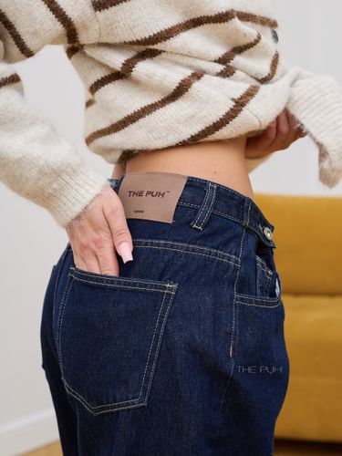 Темно-синие широкие джинсы-трансформеры