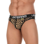 Черные сексуальные трусы-джоки с леопардовым принтом (Размер: L) (Цвет: черный)