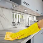 Перчатки хозяйственные латексные ОФИСМАГ, МНОГОРАЗОВЫЕ, хлопчатобумажное напыление, размер М (средний), 604198