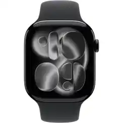 Apple Watch Series 11, 46 мм, корпус из алюминия цвета «чёрная смола», спортивный ремешок цвета «черный» M/L (MEUX4)
