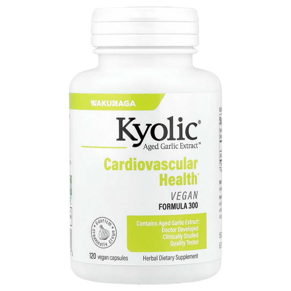 Kyolic, Aged Garlic Extract, выдержанный экстракт чеснока, для здоровья сердечно-сосудистой системы, веганская формула 300, 120 веганских капсул (300 мг в 1 капсуле)