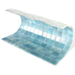 STP-GN003-L Natural Мозаичная плитка из стекла Steppa зеленая голубая с перламутром