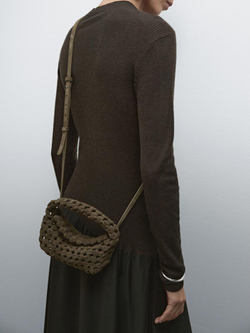 Massimo Dutti Маленькая кожаная сумка, хаки