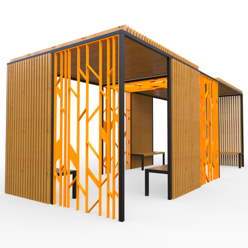 Пергола Астория со скамейками и поликарбонатом