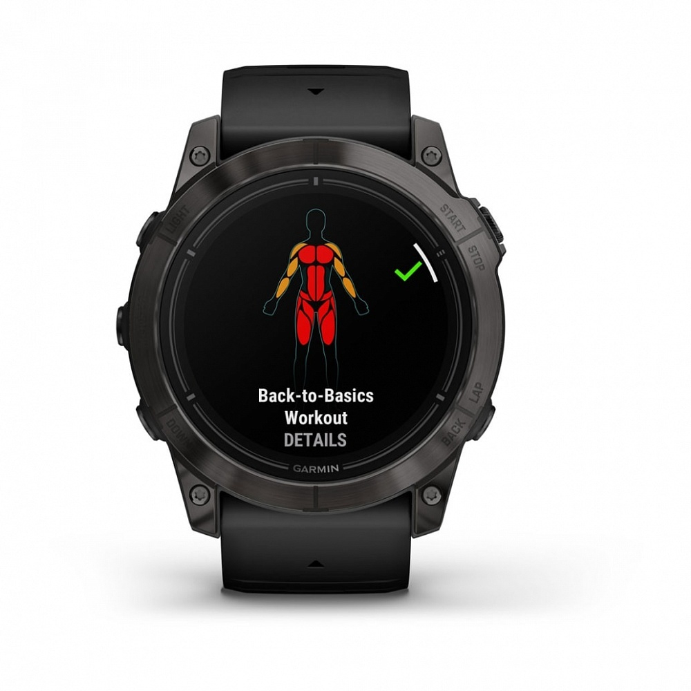 Смарт часы Garmin Epix Pro (Gen 2) Sapphire Edition 51 мм, титановый угольно-серый, DLC, черный силиконовый ремешок