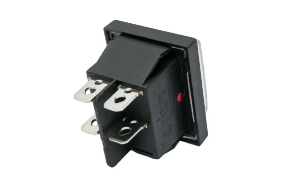 Переключатель TDM YL-208-01 10А 2 пол &quot;I-O&quot; 2з крышка черный 30606