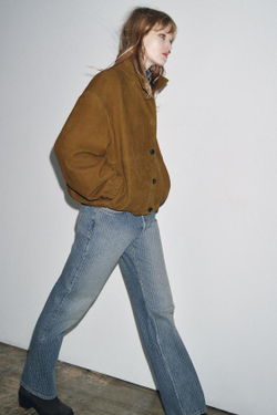 ZARA ДЖИНСЫ ZW COLLECTION ПРЯМОГО КРОЯ СО СРЕДНЕЙ ПОСАДКОЙ И ПОЛОСКАМИ, СИНИЙ