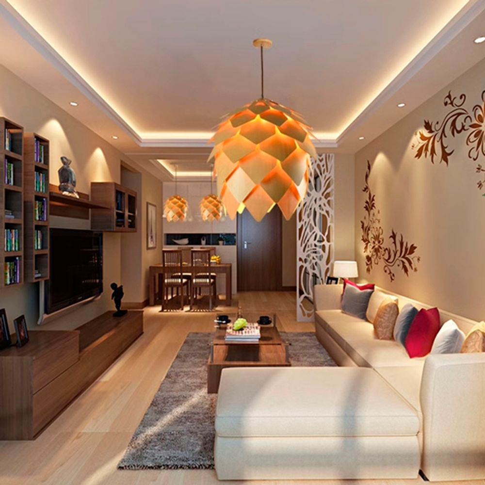 Подвесной светильник Crimea Pine Cone natural wood D20