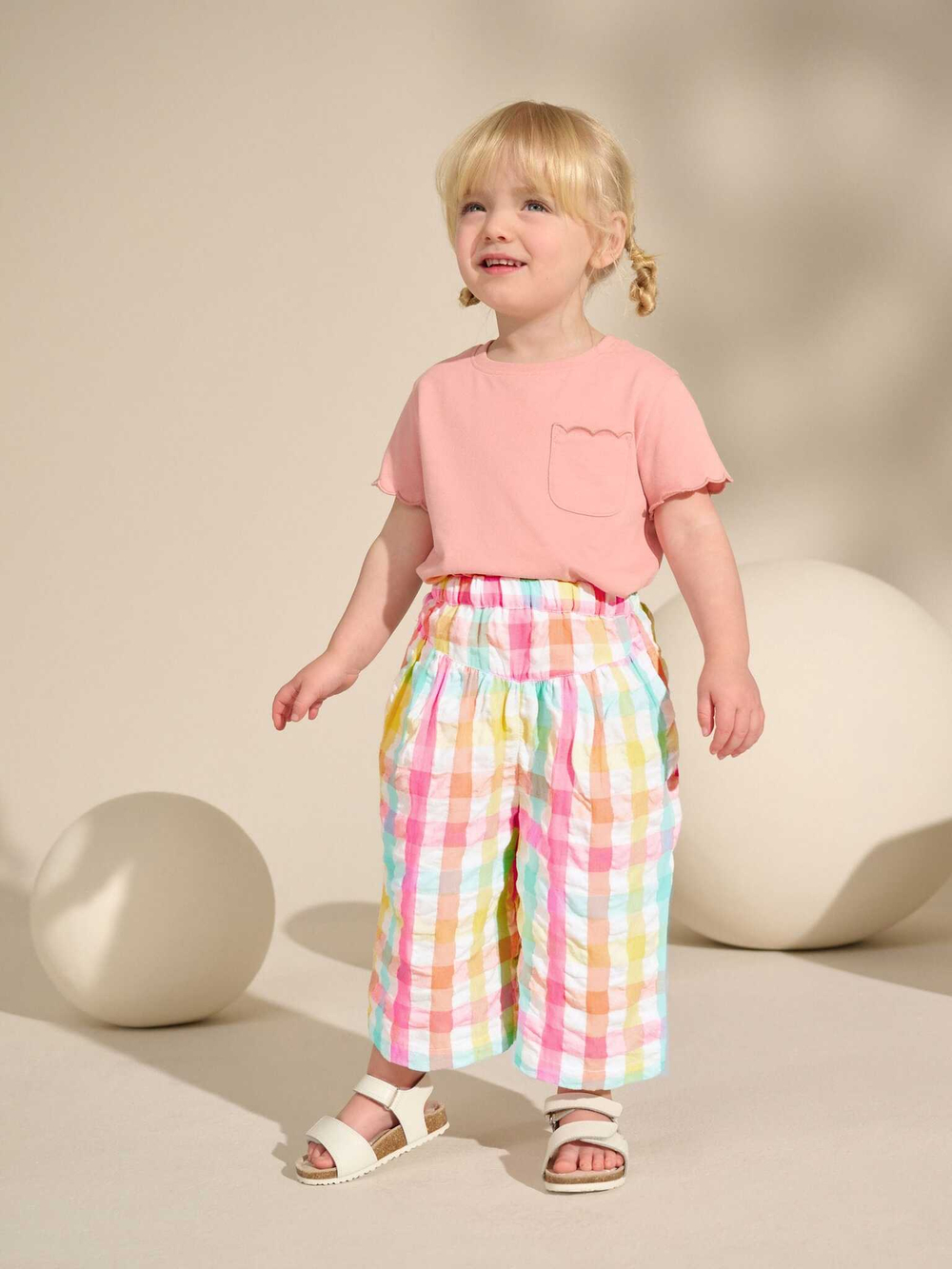 Брюки широкие для девочки Next AM2-406, Розовый, Белый, Голубой