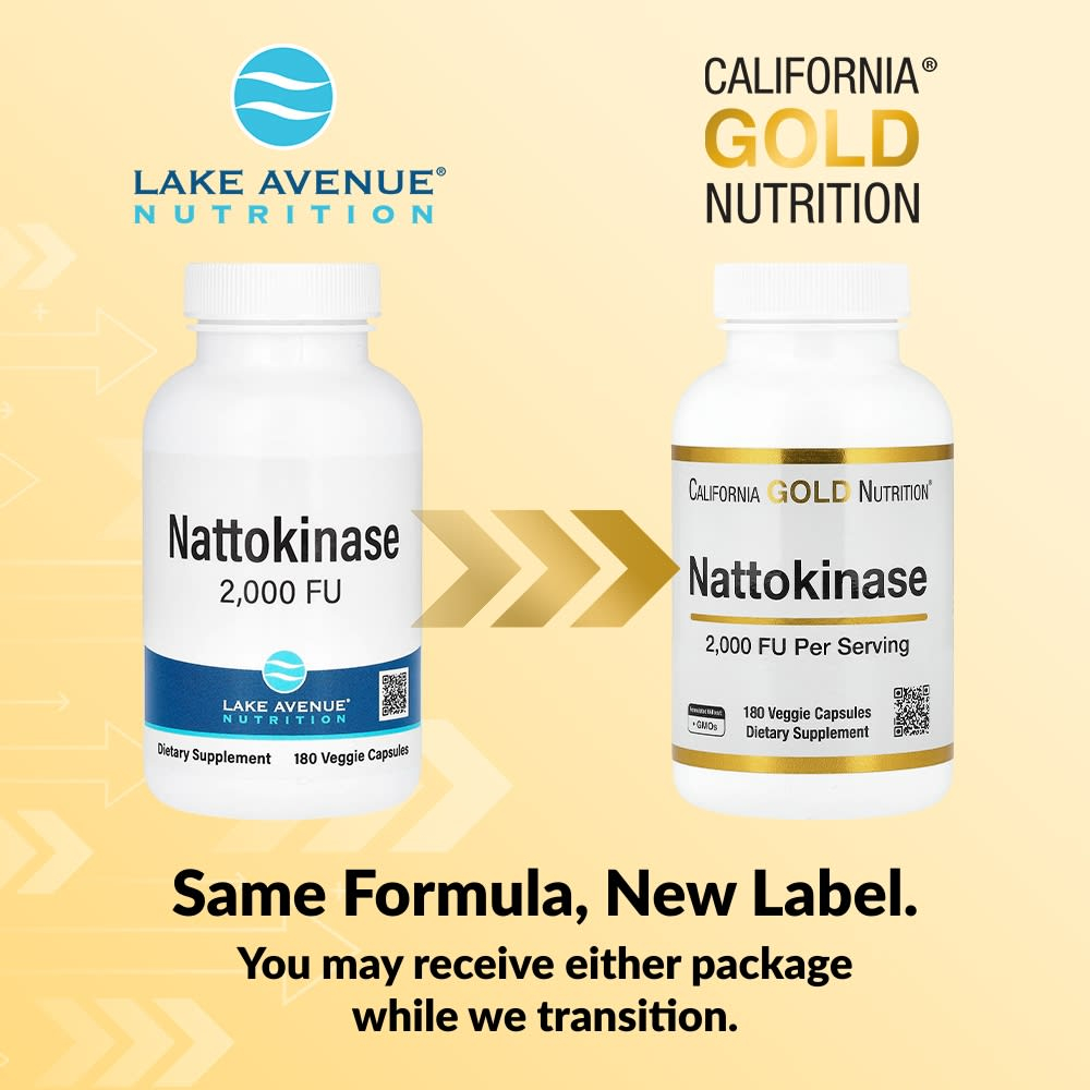 California Gold Nutrition, наттокиназа, протеолитический фермент, 2000 FU, 180 растительных капсул