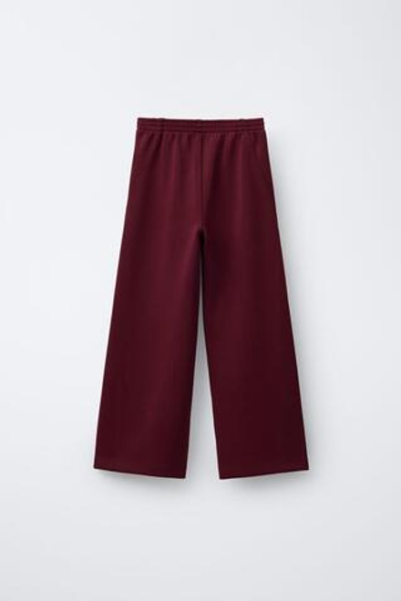 ZARA ОДНОТОННЫЕ БРЮКИ WIDE LEG, БУРГУНДИ