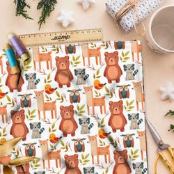 Ткань таффета переглядывающиеся животные в лесу