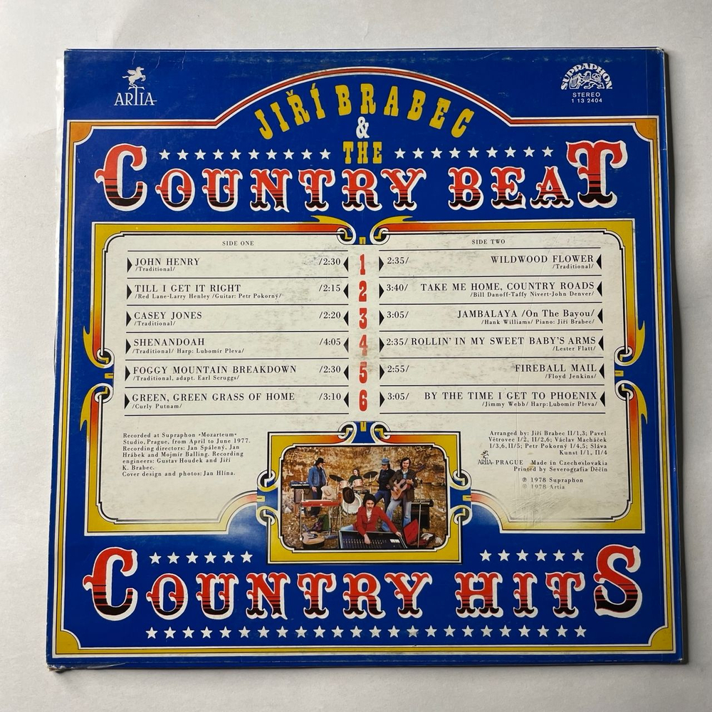 Винтажная виниловая пластинка LP Jiri Brabec and The Country Beat Иржи Брабец, 12 Golden Country Hits (Чехословакия 1978)