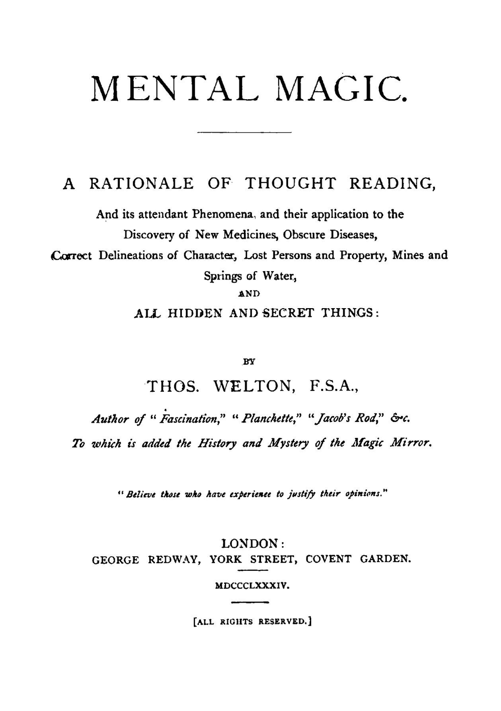 Mental Magic | Thomas Welton