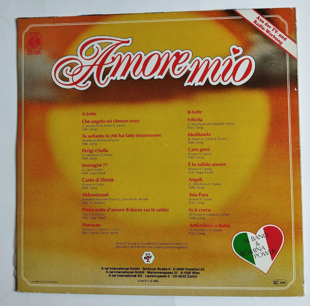 Винтажная виниловая пластинка LP Al Bano and Romina Power Amore Mio (Germany 1983)