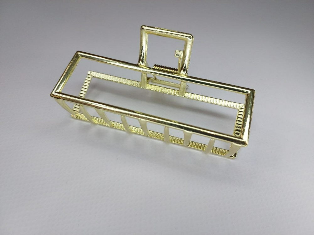 Заколка Краб для волос. Металл. Цвет Золото. Квадратная. Усиленная.Для длиных волос